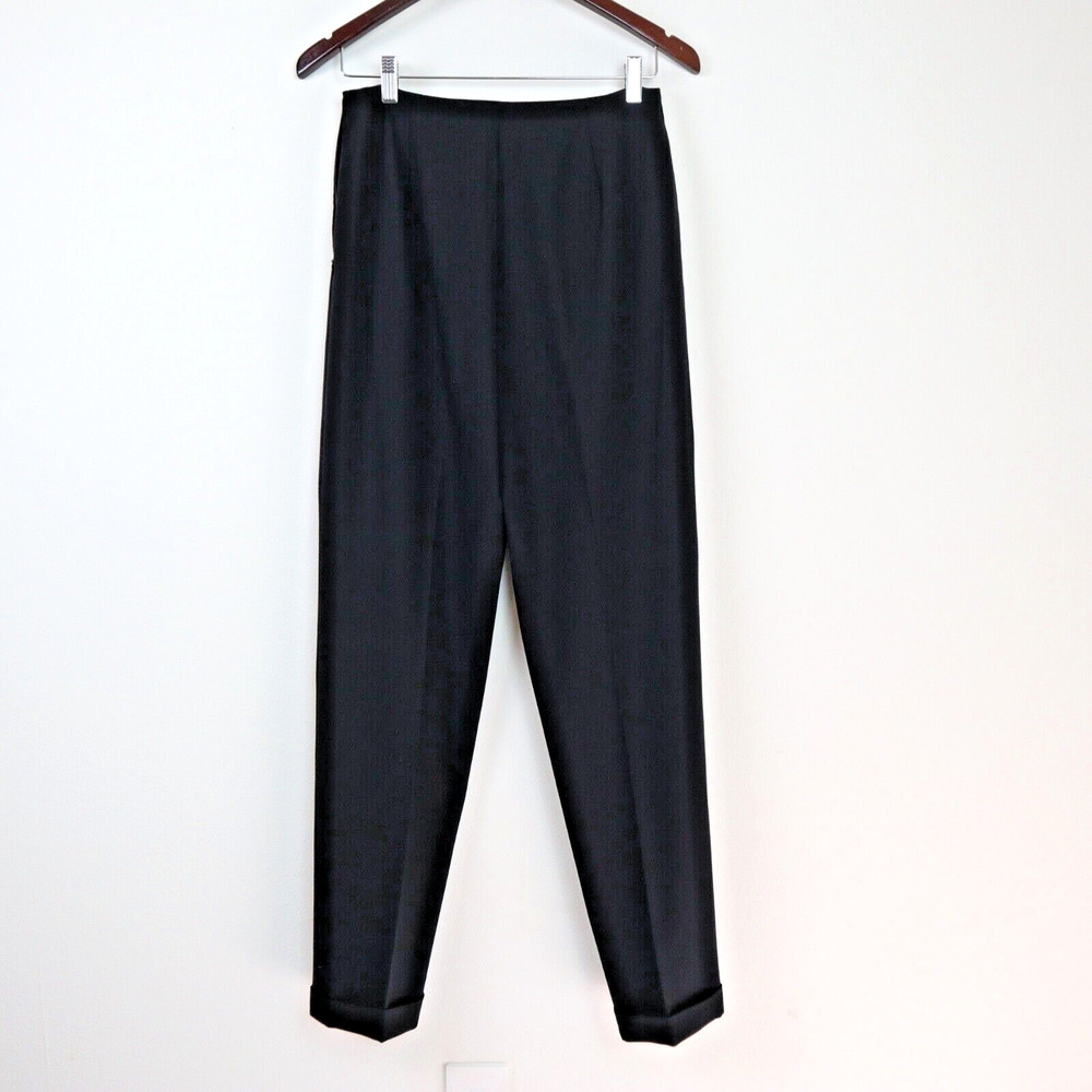 Vintage Ralph Lauren 1995 Collection Size 8 Wool Cuff Trousers Black - Picture 5 of 12